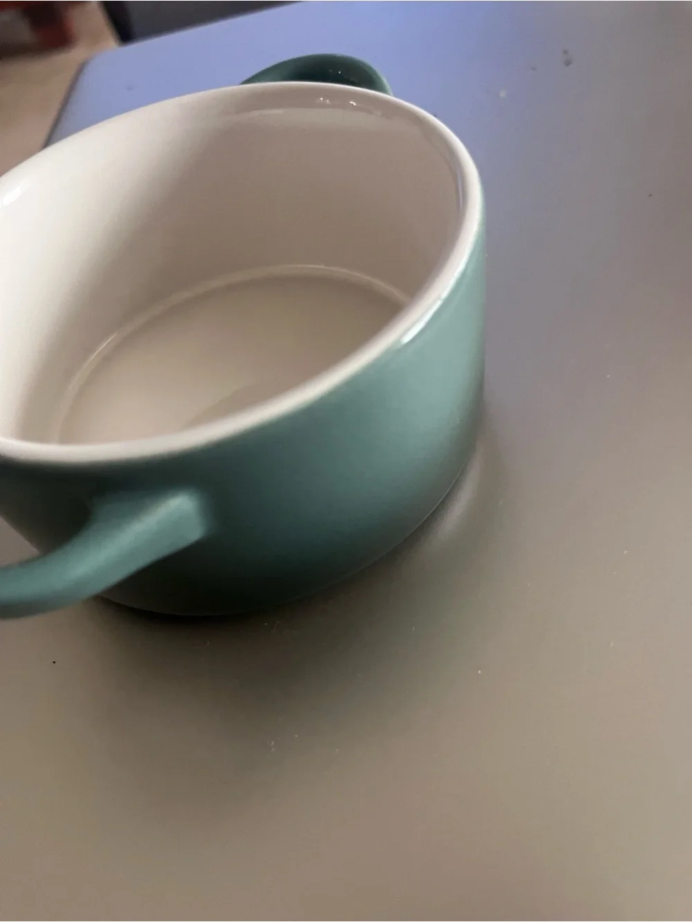 Le Creuset Teal Green Double-Handled Stoneware Serving Bowl with White Interior
